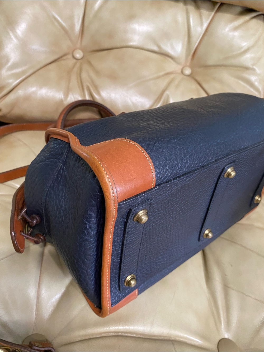 Vintage Navy Dooney & Bourke Gladstone Satchel w/Lock AWL Leather Doctor - Picture 10 of 16